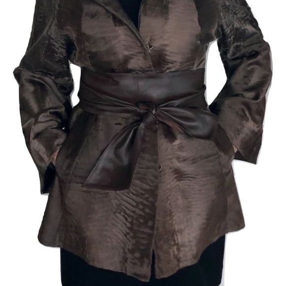 Angelo Danzi Dyed Broadtail Lamb Fur Jacket w/belt - Picture 7 of 13